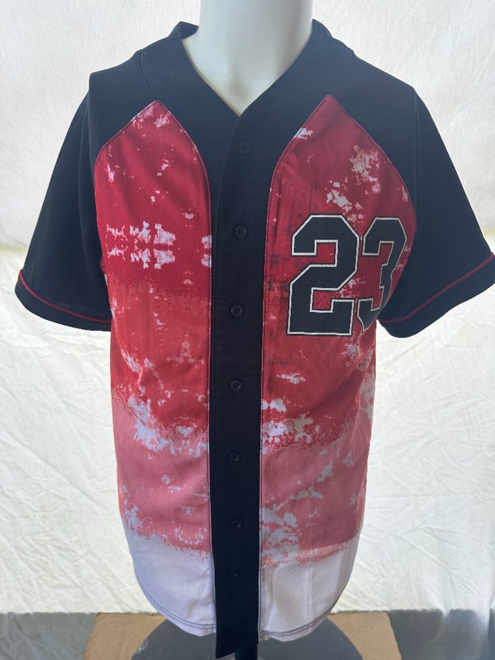 Master Piece Men's Red Black #23 Baseball Jersey Medium Polyester Chicago Bulls